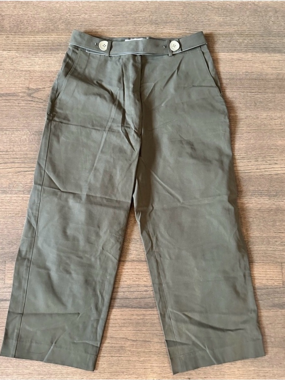 310MOOD Cropped Olive Green Wide Leg Pants- Size Small